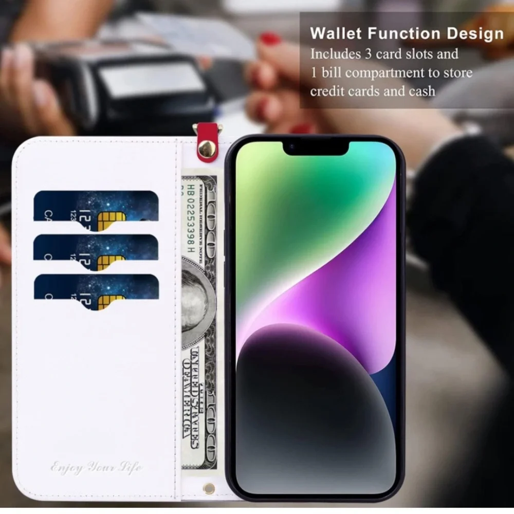 New Apple Cartoon Style Flip Wallet Case with 3 Card Slots IPhone 14 Pro